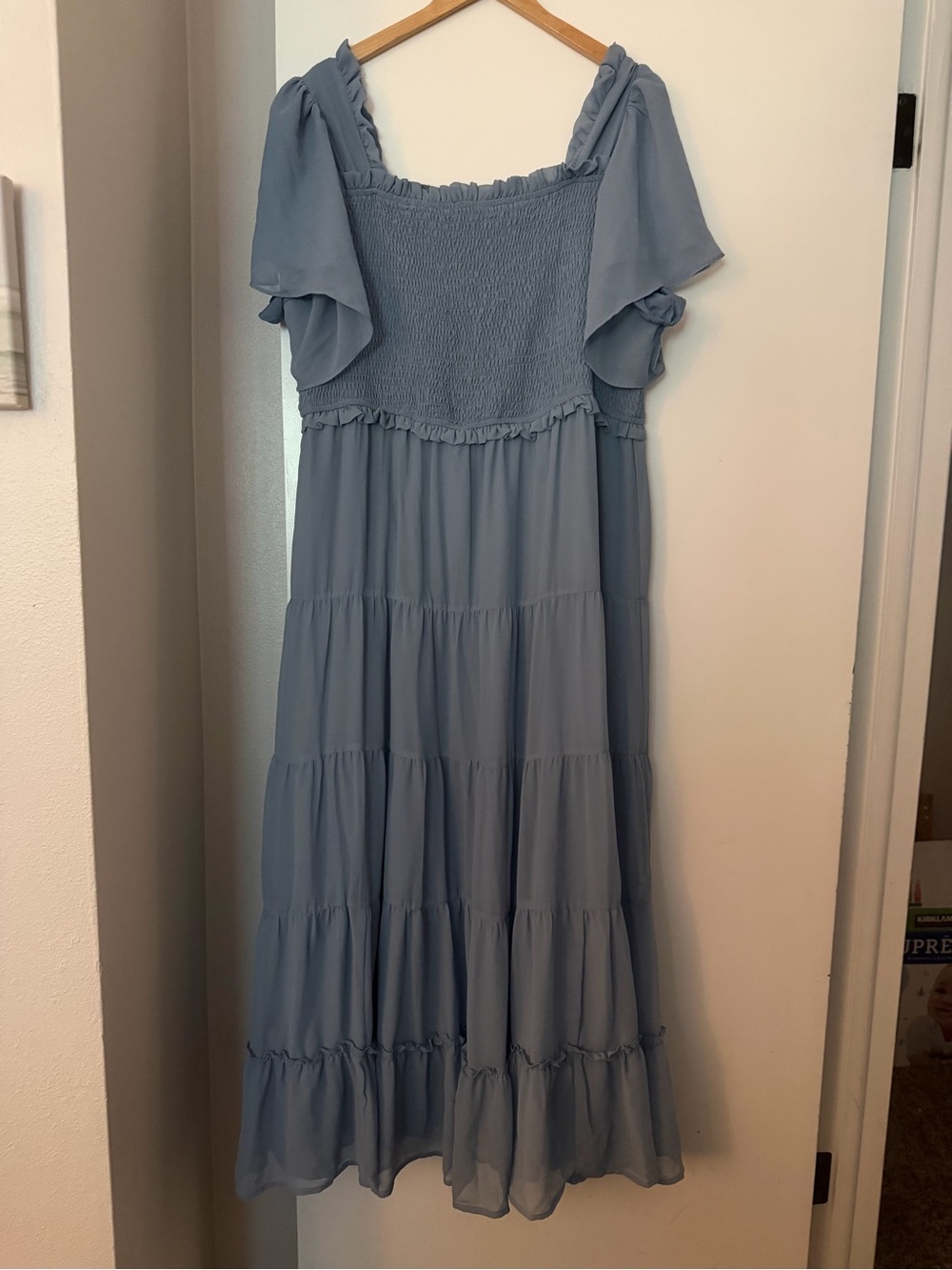 Mikarose Dusty Blue Smocked Ruffle Top